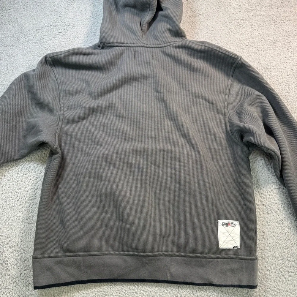 Jordan Mens Waffle Knit Pullover Hoodie Gray XL Jumpman Logo RN56323 10701